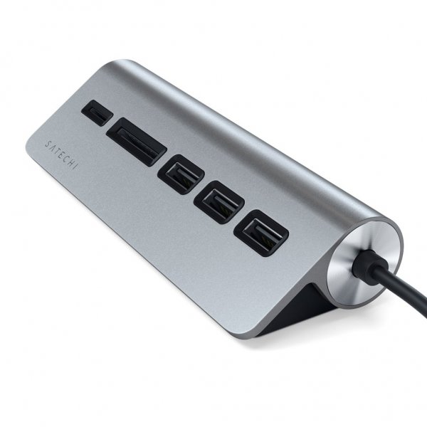 Satechi USB-C Combo Hub til stationær computer sølv