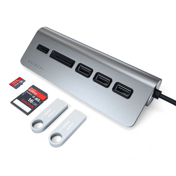 Satechi USB-C Combo Hub til stationær Space Gray