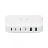 4smarts Skrivebordslader 7in1 GaN 100W med Trådløs oplader Hvid