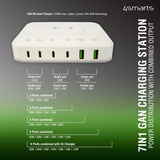 4smarts Skrivebordslader 7in1 GaN 100W med Trådløs oplader Hvid