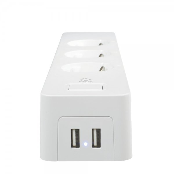 Deltaco Smart Home Smart stikdåse WiFi 3xCEE 7/3 & 2xUSB-A 1.5m