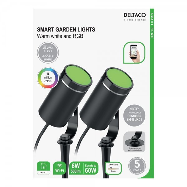Deltaco Smart Home Smart Havebelysning RGB 2-pak