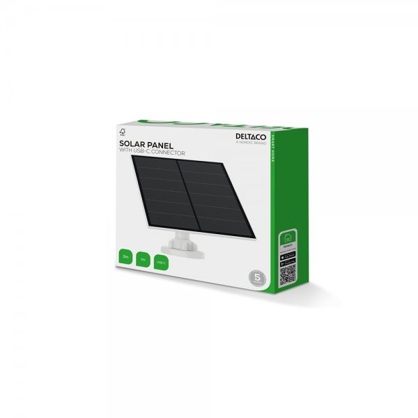 Deltaco Smart Home solpanel med USB-C-stik 5W 3m