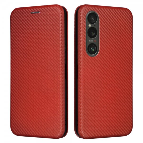 Sony Xperia 1 VI Etui Kulfibertekstur Brun