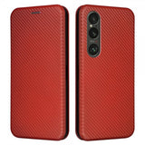 Sony Xperia 1 VI Etui Kulfibertekstur Brun