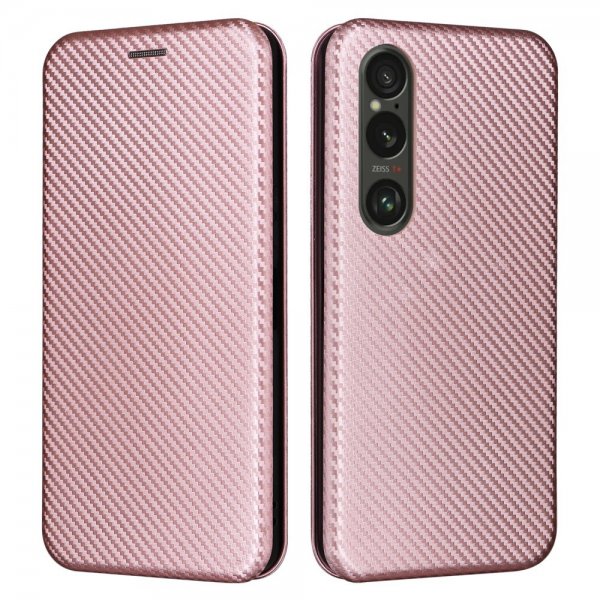 Sony Xperia 1 VI Etui Kulfibertekstur Rosaguld