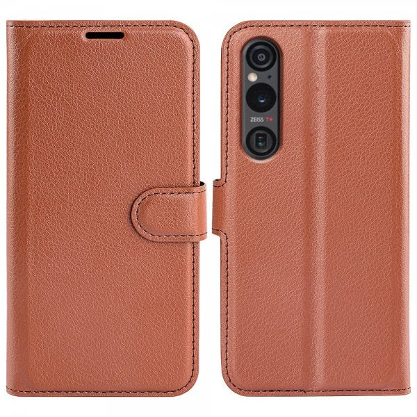 Sony Xperia 1 VI Etui Litchi Brun
