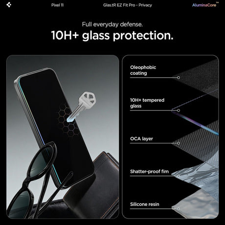 Spigen Google Pixel 10/Google Pixel 11 Skærmbeskytter GLAS.tR EZ Fit Pro Privacy 2-pak