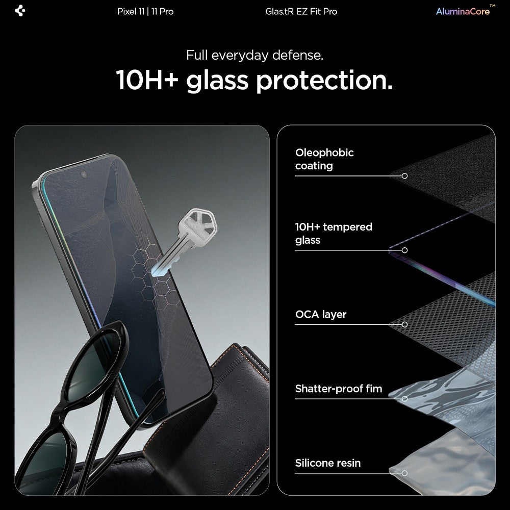 Spigen Google Pixel 11/Google Pixel 11 Pro Skärmskydd GLAS.tR EZ Fit Pro 2-pack