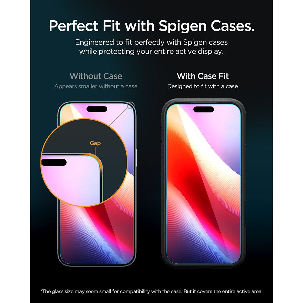 Spigen iPhone 16 Pro/17/17 Pro/18 Pro Skærmbeskytter Glas.tR EZ Fit Pro 2-pak