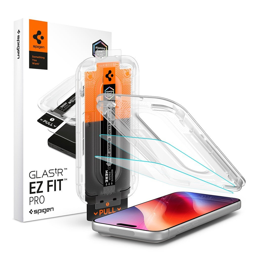 Spigen iPhone 16 Pro Max/17 Pro Max/18 Pro Max Skærmbeskytter Glas.tR EZ Fit Pro 2-pak