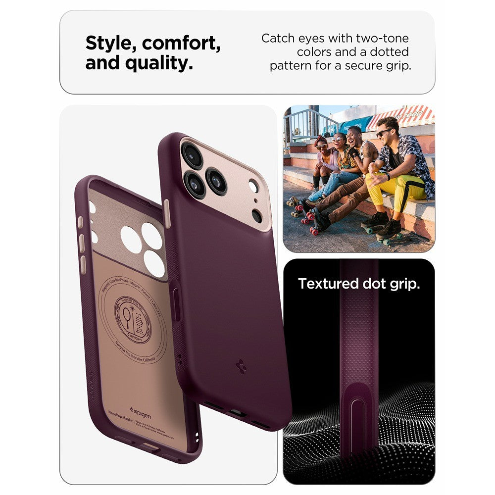 Spigen iPhone 17 Pro/iPhone 18 Pro Cover Nano Pop MagFit Burgundy Bean