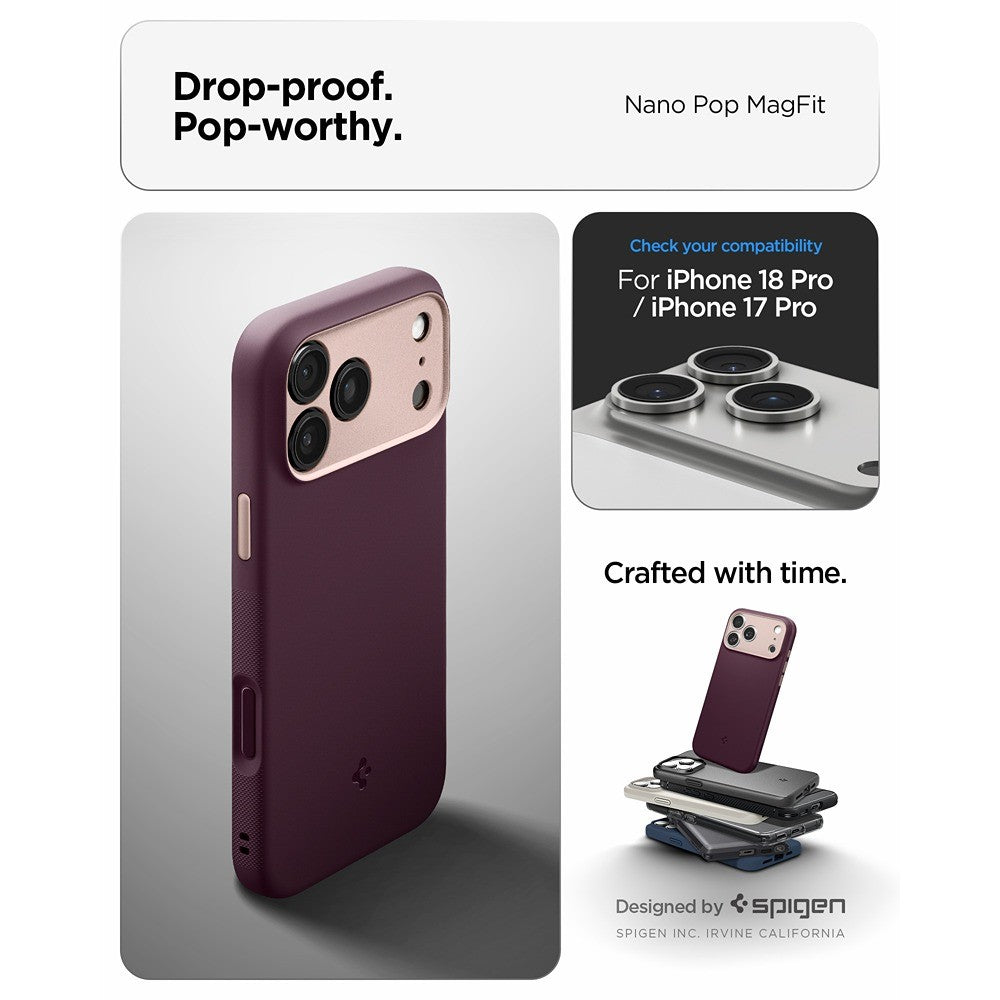 Spigen iPhone 17 Pro/iPhone 18 Pro Cover Nano Pop MagFit Burgundy Bean
