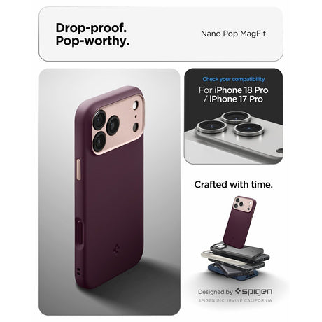 Spigen iPhone 17 Pro/iPhone 18 Pro Cover Nano Pop MagFit Burgundy Bean