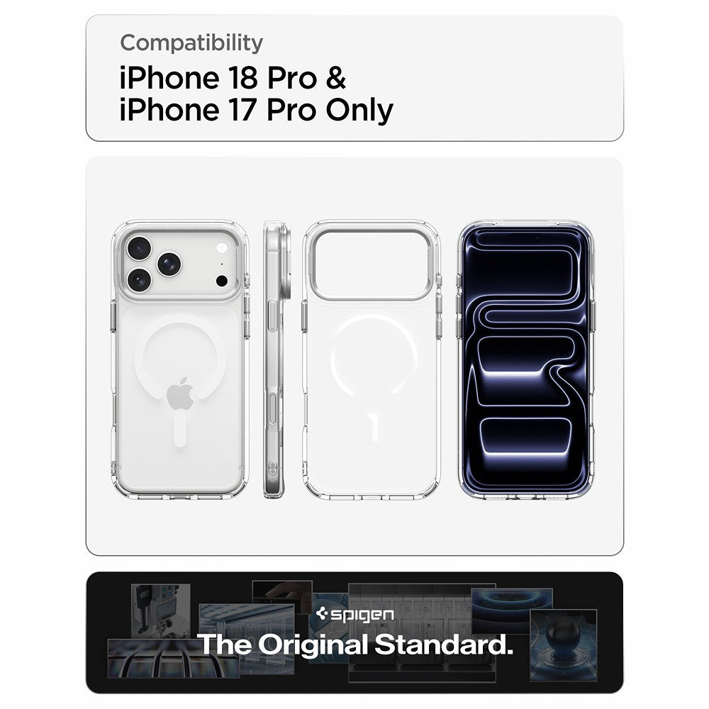 Spigen iPhone 17 Pro/iPhone 18 Pro Cover Ultra Hybrid Optik S MagFit Clear Sølv