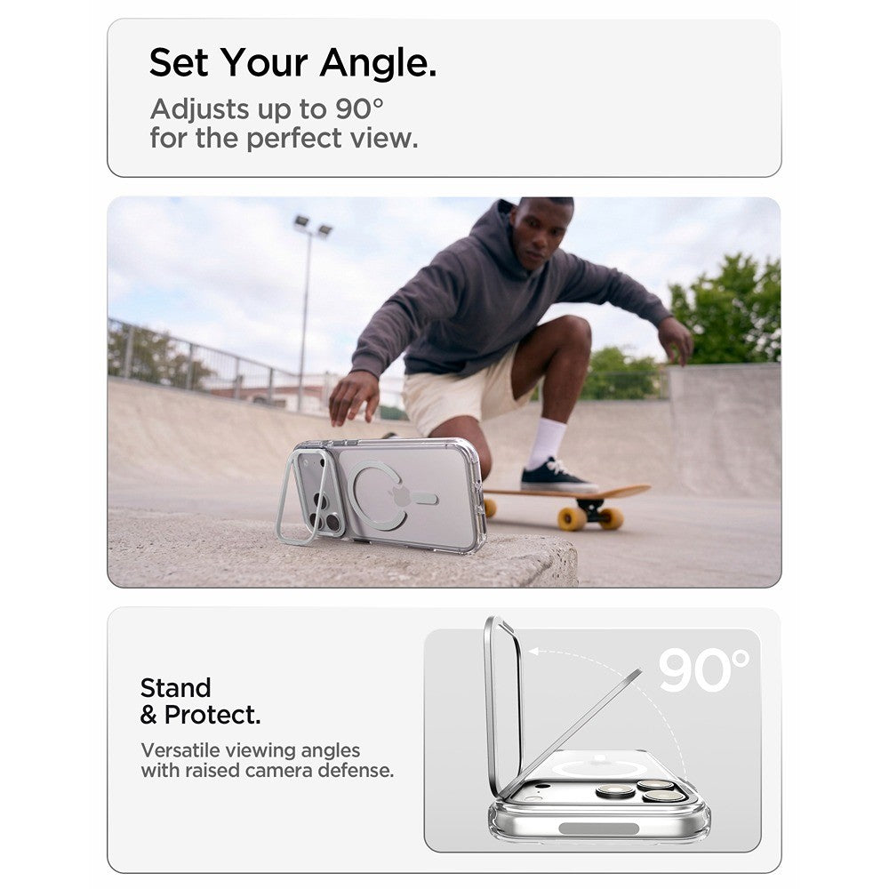 Spigen iPhone 17 Pro/iPhone 18 Pro Cover Ultra Hybrid Optik S MagFit Clear Sølv