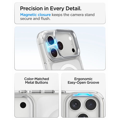 Spigen iPhone 17 Pro/iPhone 18 Pro Cover Ultra Hybrid Optik S MagFit Clear Sølv