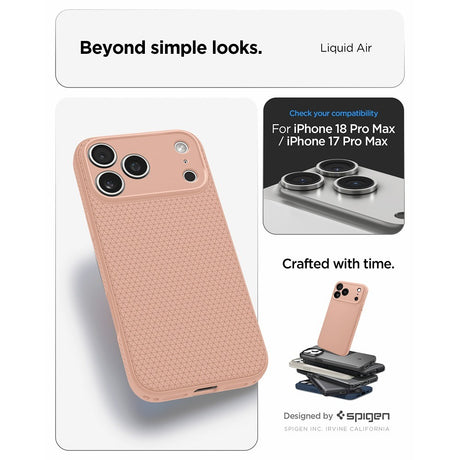 Spigen iPhone 17 Pro Max/iPhone 18 Pro Max Cover Liquid Air Rose Titan