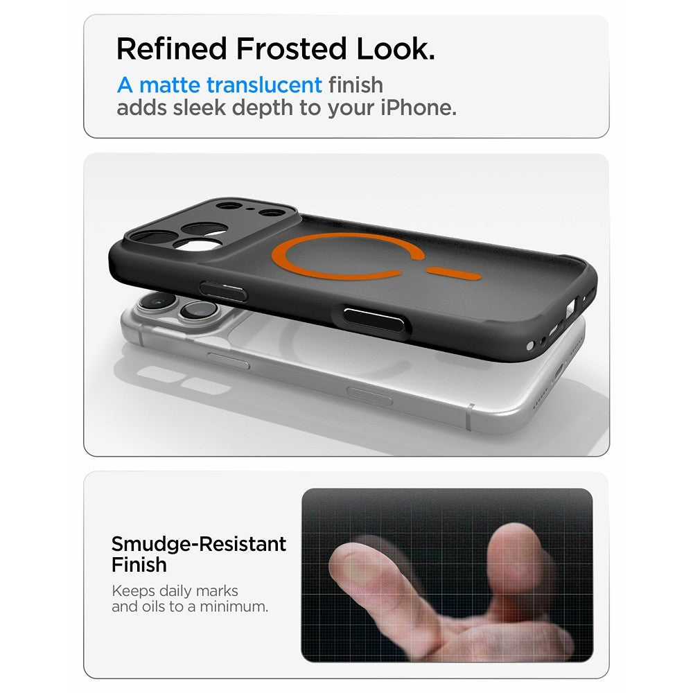 Spigen iPhone 17 Pro Max/iPhone 18 Pro Max Cover Ultra Hybrid MagFit Frost Black Orange