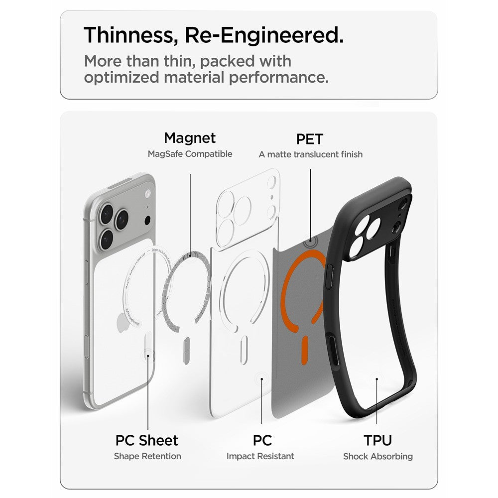 Spigen iPhone 17 Pro Max/iPhone 18 Pro Max Cover Ultra Hybrid MagFit Frost Black Orange