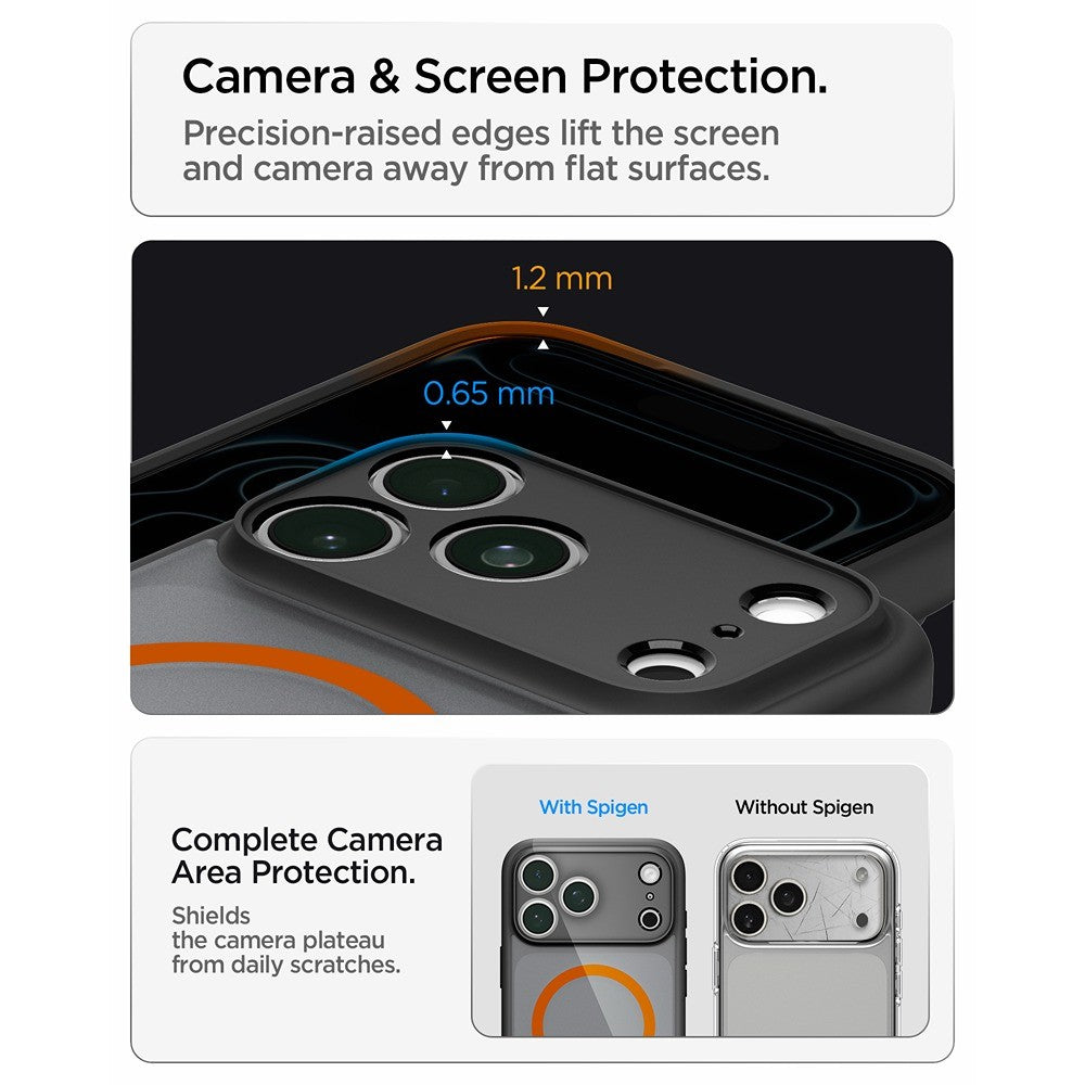 Spigen iPhone 17 Pro Max/iPhone 18 Pro Max Cover Ultra Hybrid MagFit Frost Black Orange