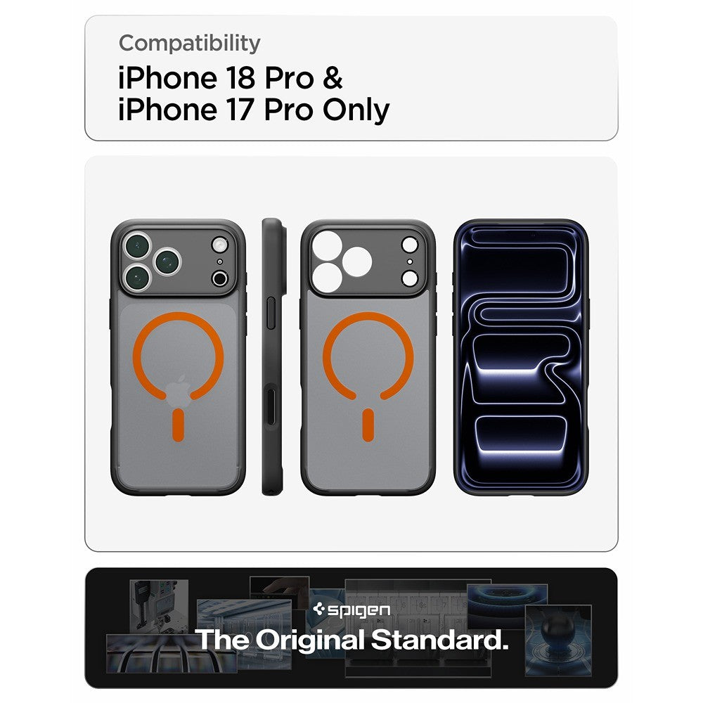 Spigen iPhone 17 Pro Max/iPhone 18 Pro Max Cover Ultra Hybrid MagFit Frost Black Orange