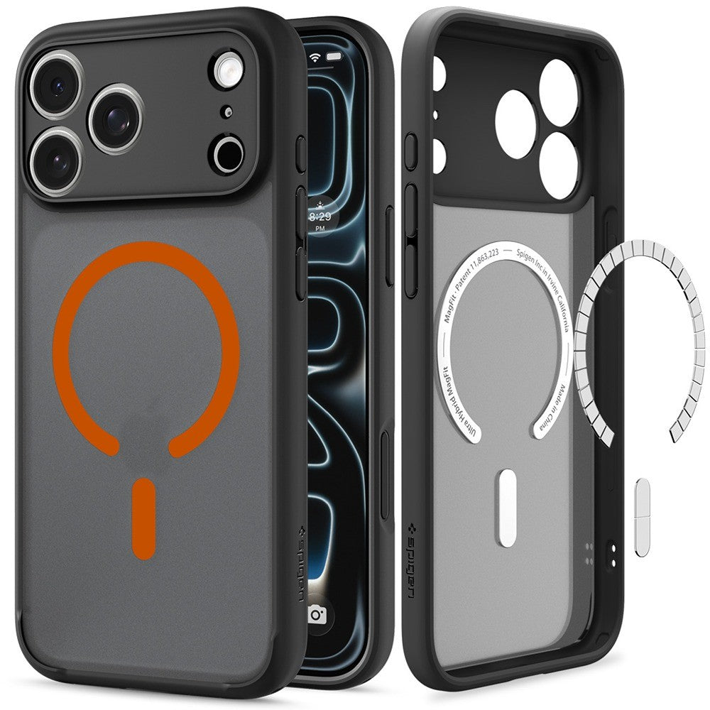Spigen iPhone 17 Pro Max/iPhone 18 Pro Max Cover Ultra Hybrid MagFit Frost Black Orange