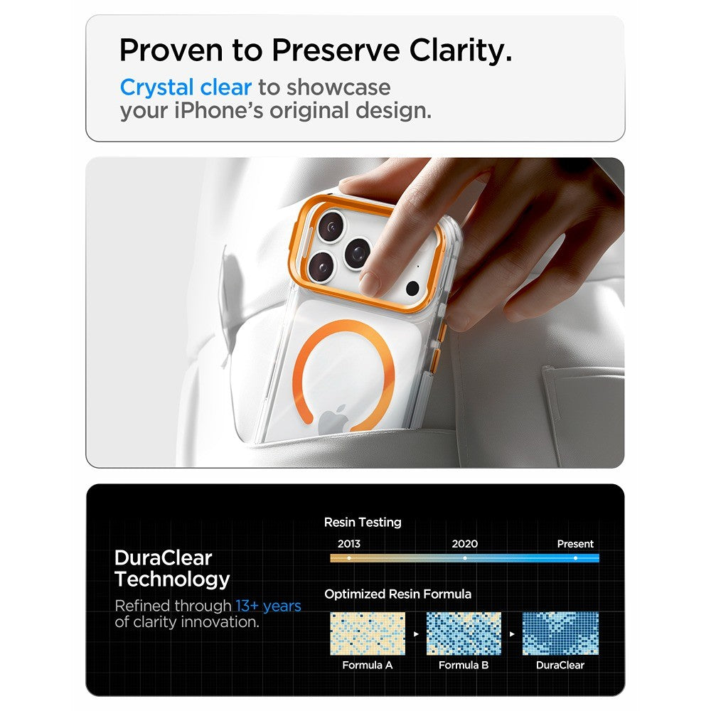 Spigen iPhone 17 Pro Max/iPhone 18 Pro Max Cover Ultra Hybrid Optik S MagFit Clear Orange