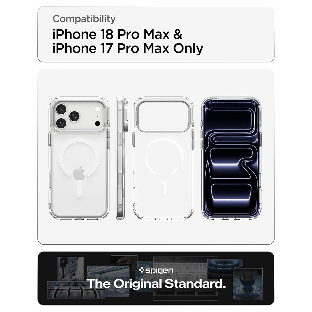 Spigen iPhone 17 Pro Max/iPhone 18 Pro Max Cover Ultra Hybrid Optik S MagFit Clear Sølv