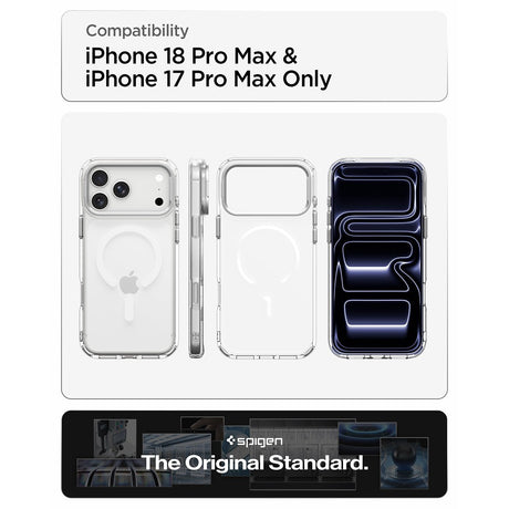 Spigen iPhone 17 Pro Max/iPhone 18 Pro Max Cover Ultra Hybrid Optik S MagFit Clear Sølv