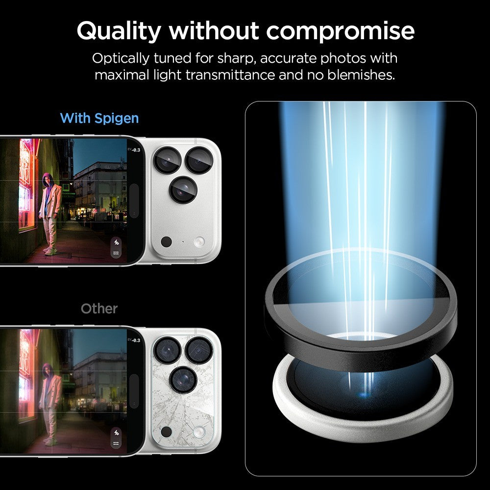 Spigen iPhone 18 Pro/18 Pro Max Kameralinsebeskytter Glas.tR EZ Fit Optik Pro 2-pak Mørkegrå