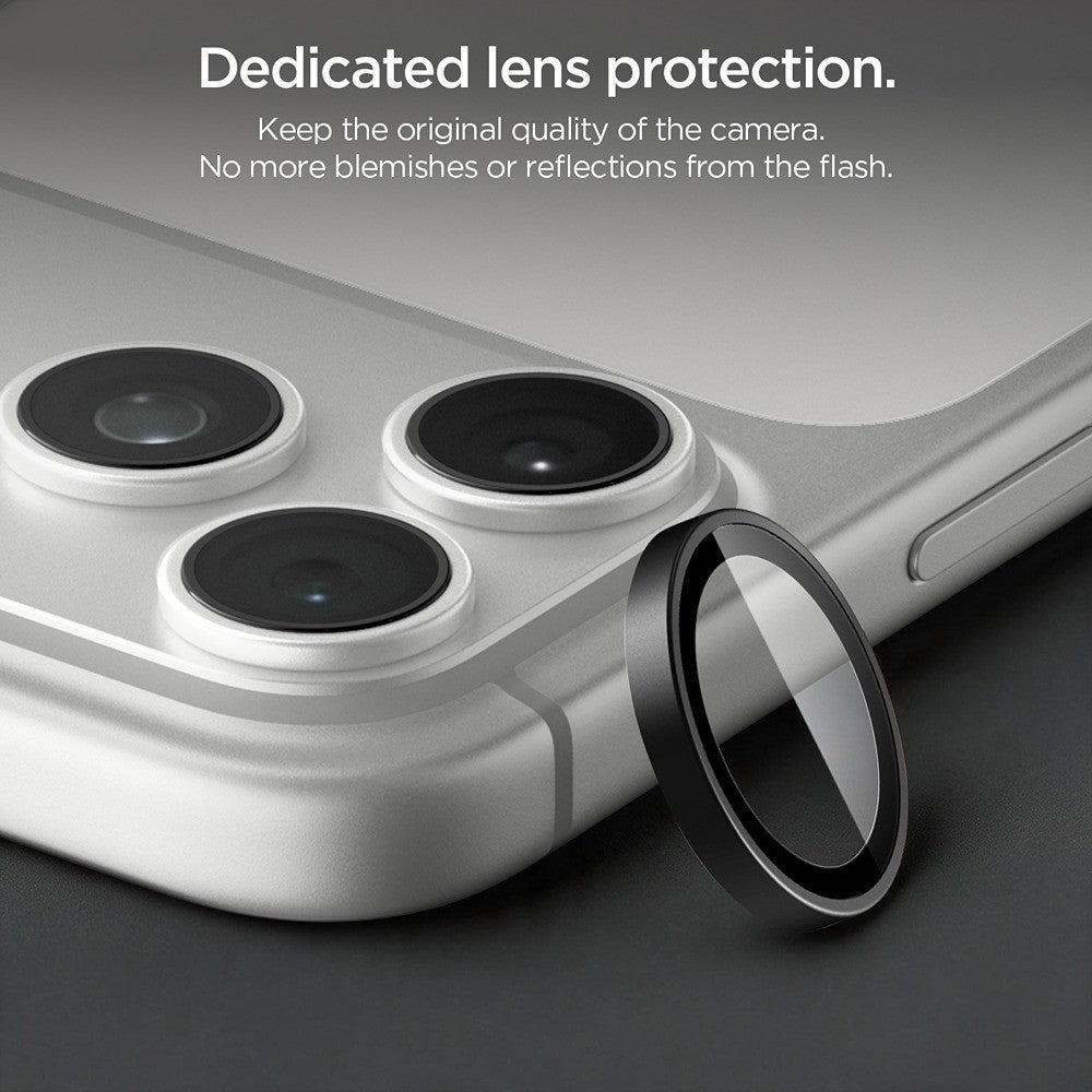 Spigen iPhone 18 Pro/18 Pro Max Kameralinsebeskytter Glas.tR EZ Fit Optik Pro 2-pak Mørkegrå