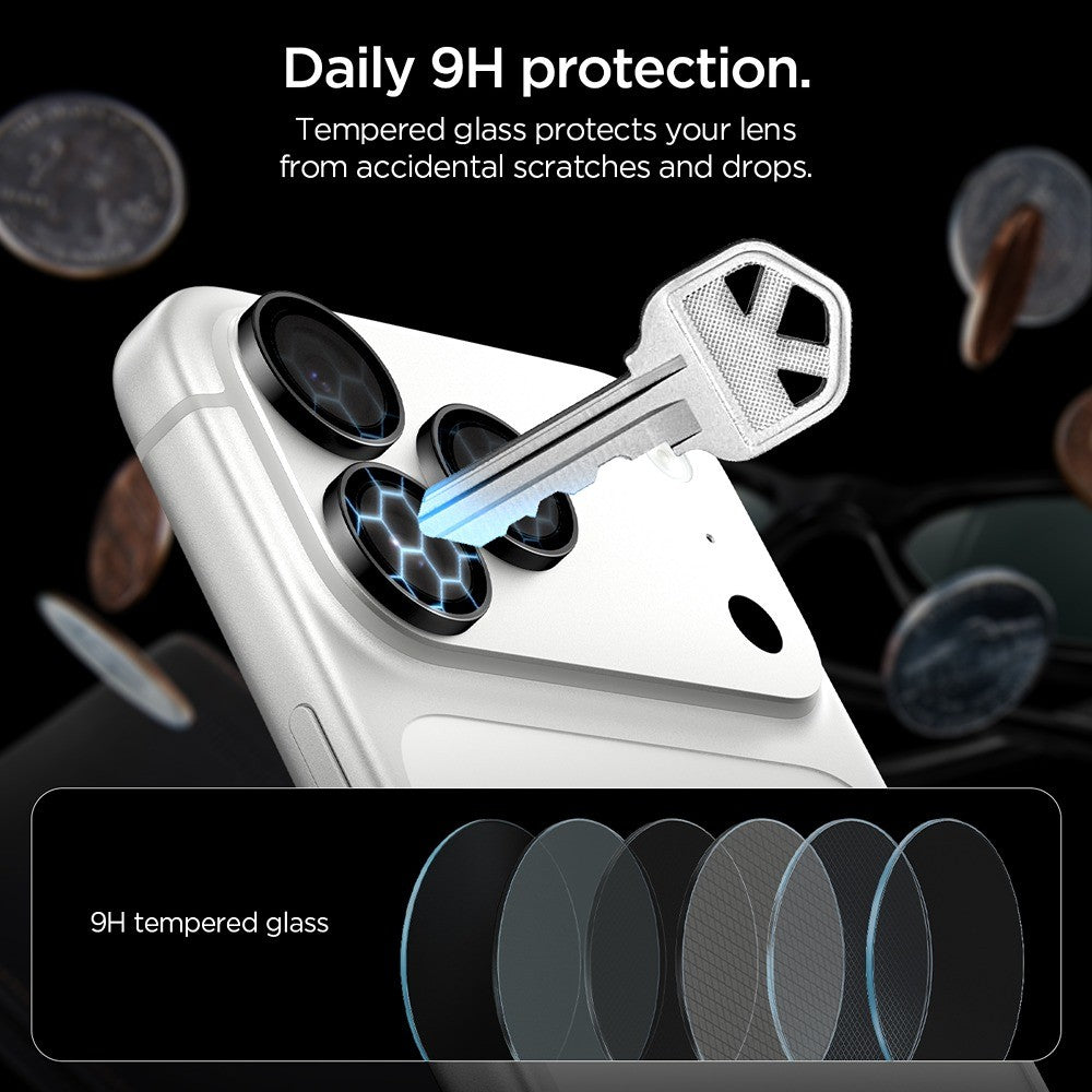 Spigen iPhone 18 Pro/18 Pro Max Kameralinsebeskytter Glas.tR EZ Fit Optik Pro 2-pak Mørkegrå
