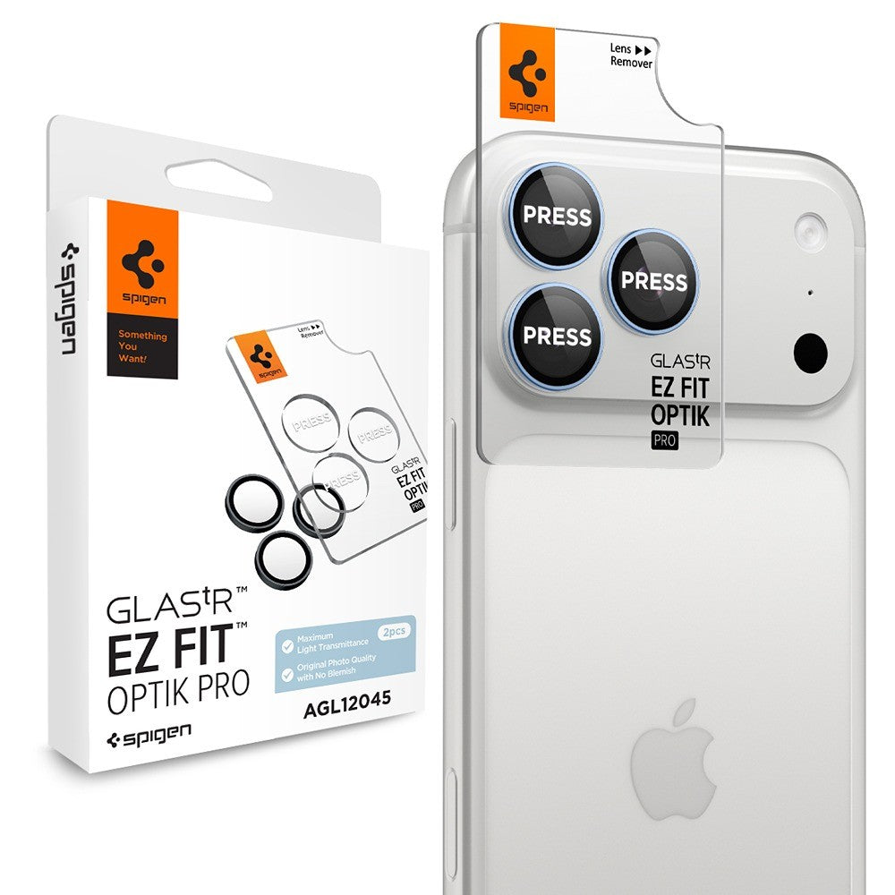 Spigen iPhone 18 Pro/18 Pro Max Kameralinsebeskytter Glas.tR EZ Fit Optik Pro 2-pak Lyseblå