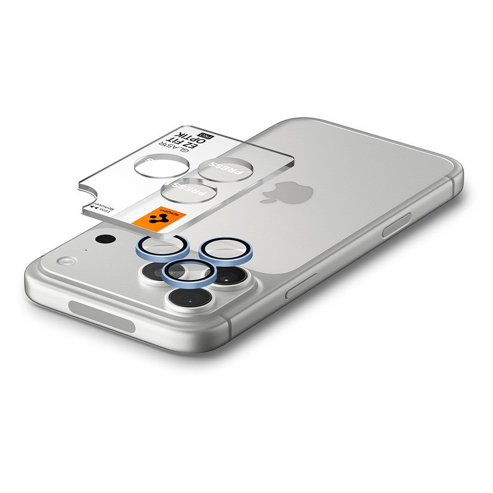 Spigen iPhone 18 Pro/18 Pro Max Kameralinsebeskytter Glas.tR EZ Fit Optik Pro 2-pak Lyseblå