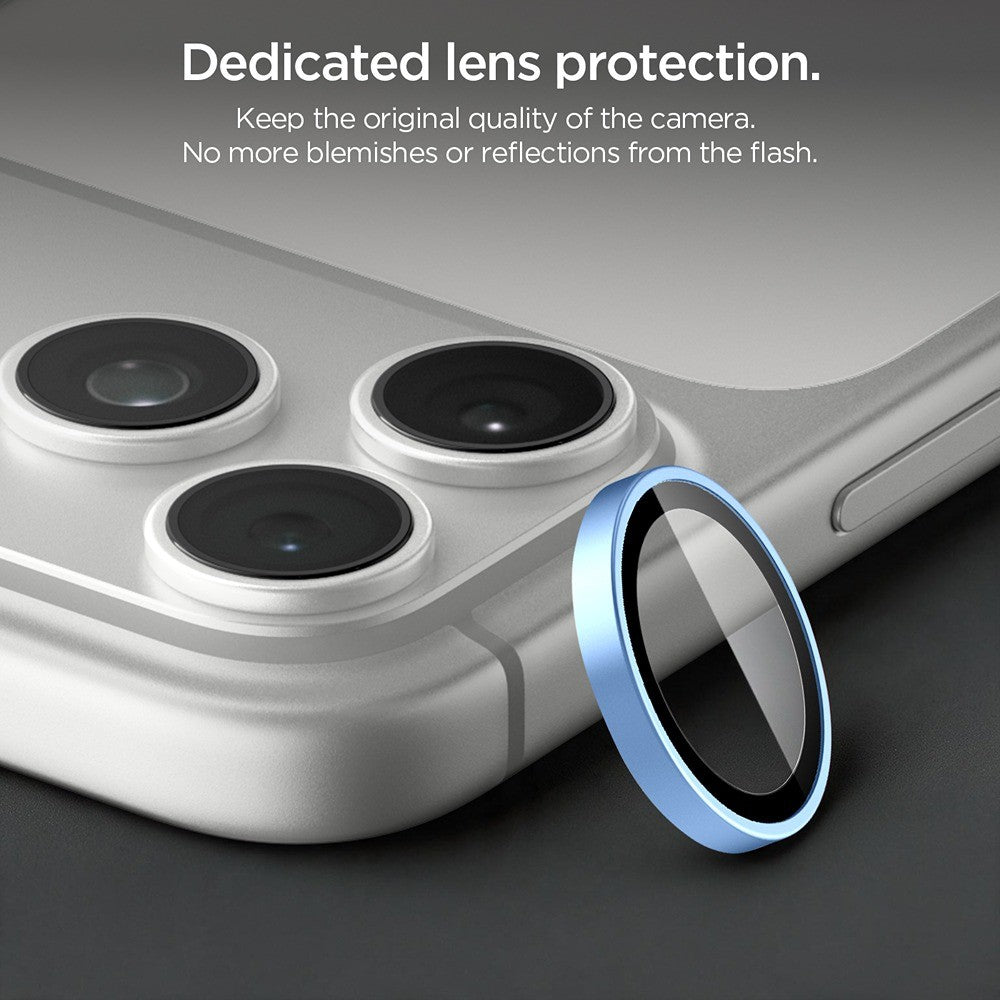 Spigen iPhone 18 Pro/18 Pro Max Kameralinsebeskytter Glas.tR EZ Fit Optik Pro 2-pak Lyseblå