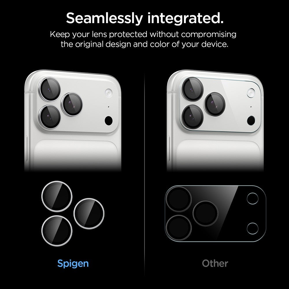 Spigen iPhone 18 Pro/18 Pro Max Kameralinsebeskytter Glas.tR EZ Fit Optik Pro 2-pak Sølv