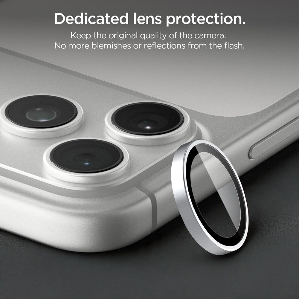 Spigen iPhone 18 Pro/18 Pro Max Kameralinsebeskytter Glas.tR EZ Fit Optik Pro 2-pak Sølv