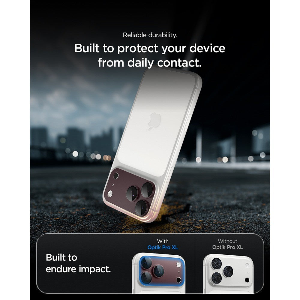 Spigen iPhone 18 Pro Kameralinsebeskytter Glas.tR EZ Fit Optik Pro XL Mørk kirsebær