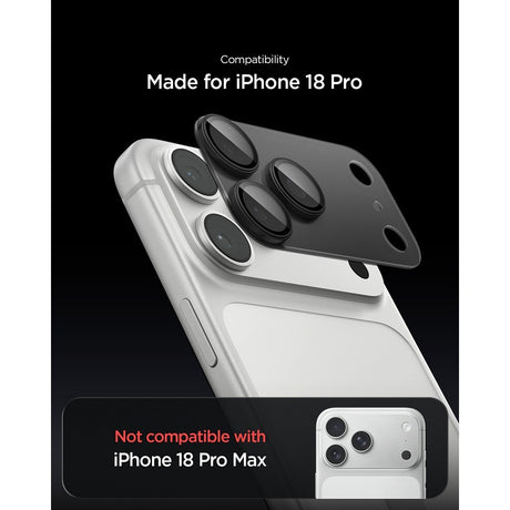 Spigen iPhone 18 Pro Kameralinsebeskytter Glas.tR EZ Fit Optik Pro XL Mørkegrå