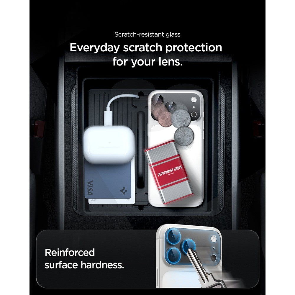Spigen iPhone 18 Pro Kameralinsebeskytter Glas.tR EZ Fit Optik Pro XL Mørkegrå