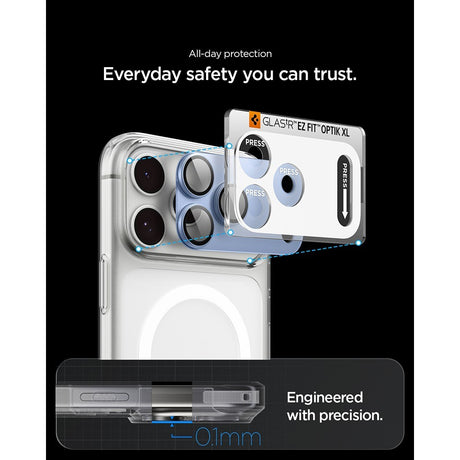 Spigen iPhone 18 Pro Kameralinsebeskytter Glas.tR EZ Fit Optik Pro XL Lyseblå