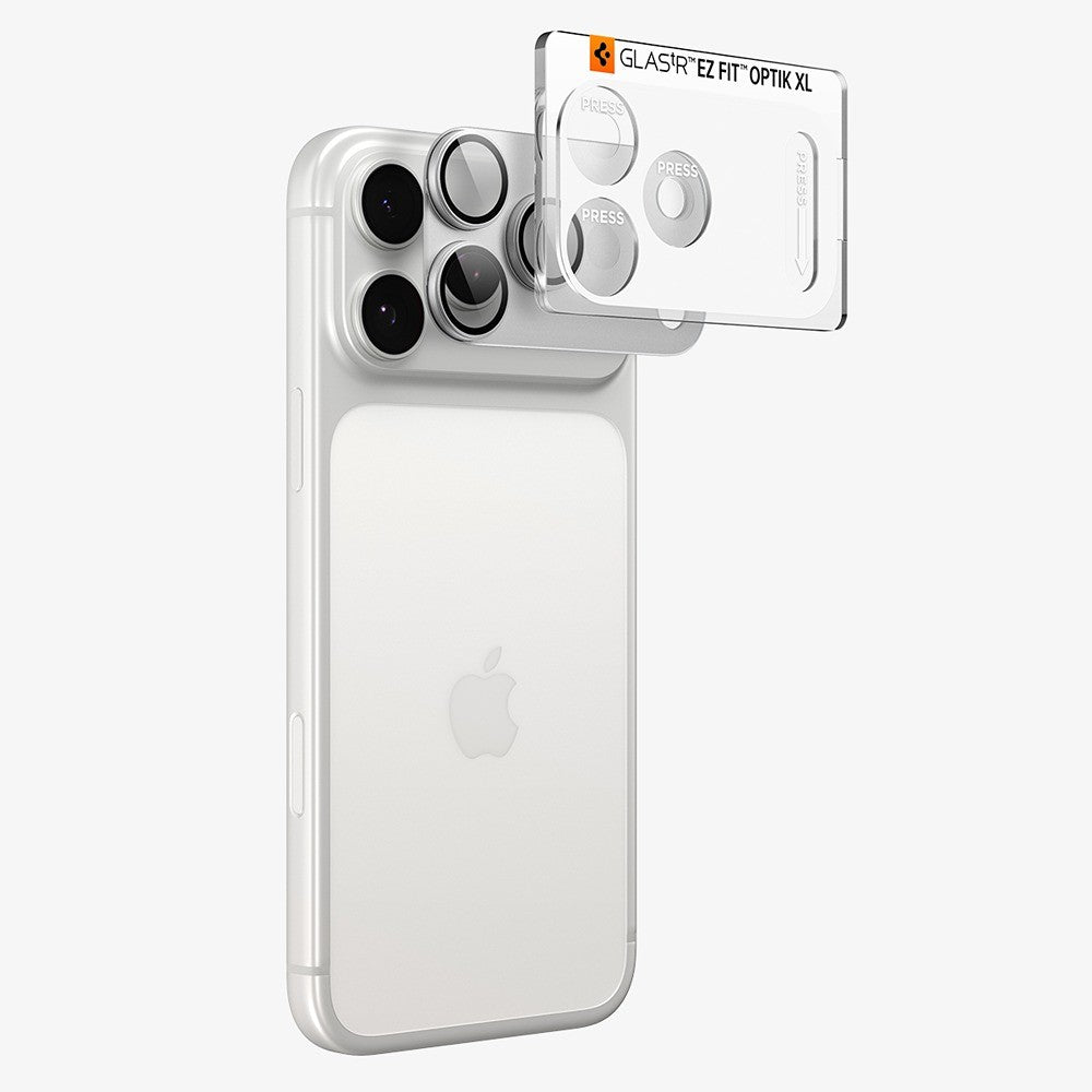 Spigen iPhone 18 Pro Kameralinsebeskytter Glas.tR EZ Fit Optik Pro XL Sølv
