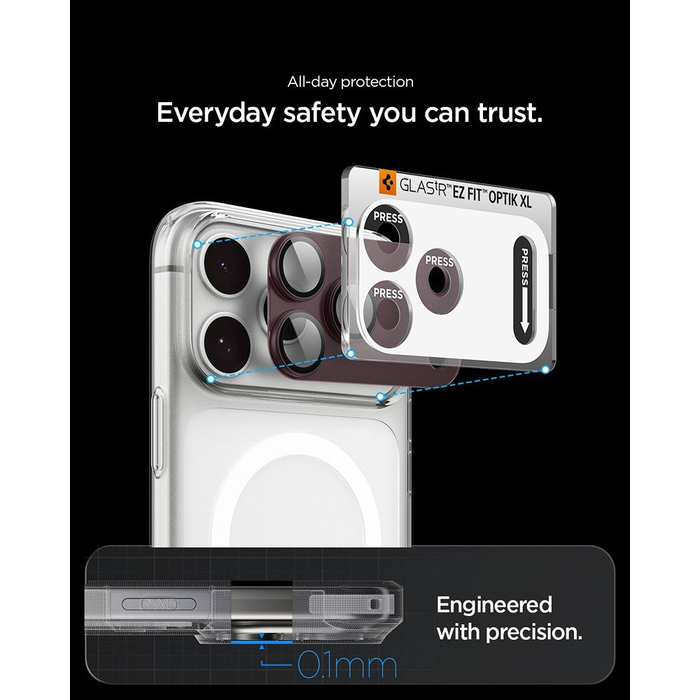 Spigen iPhone 18 Pro Max Kameralinsebeskytter Glas.tR EZ Fit Optik Pro XL Mørk kirsebær