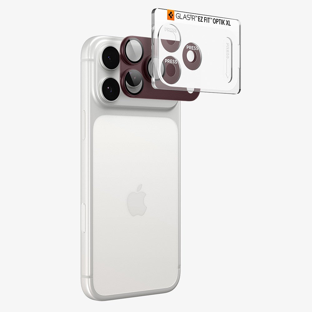 Spigen iPhone 18 Pro Max Kameralinsebeskytter Glas.tR EZ Fit Optik Pro XL Mørk kirsebær