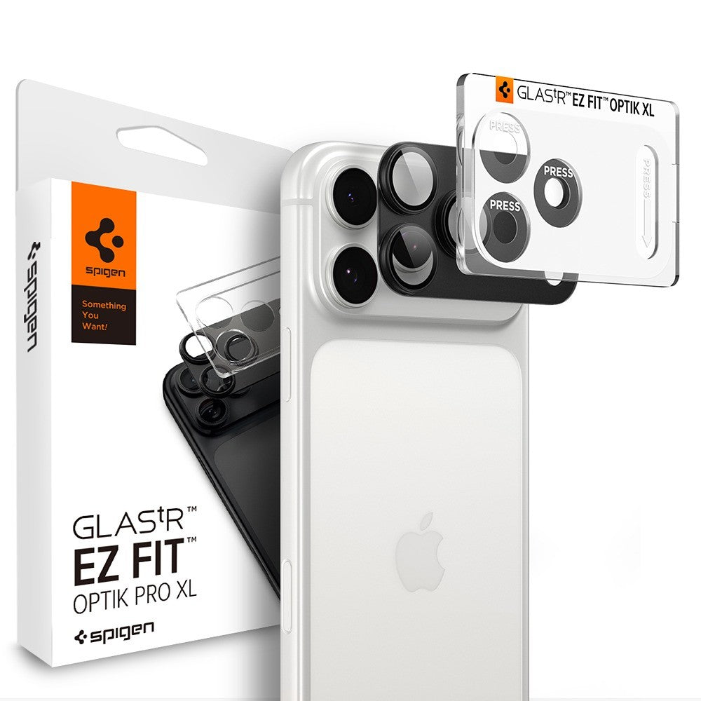 Spigen iPhone 18 Pro Max Kameralinsebeskytter Glas.tR EZ Fit Optik Pro XL Mørkegrå
