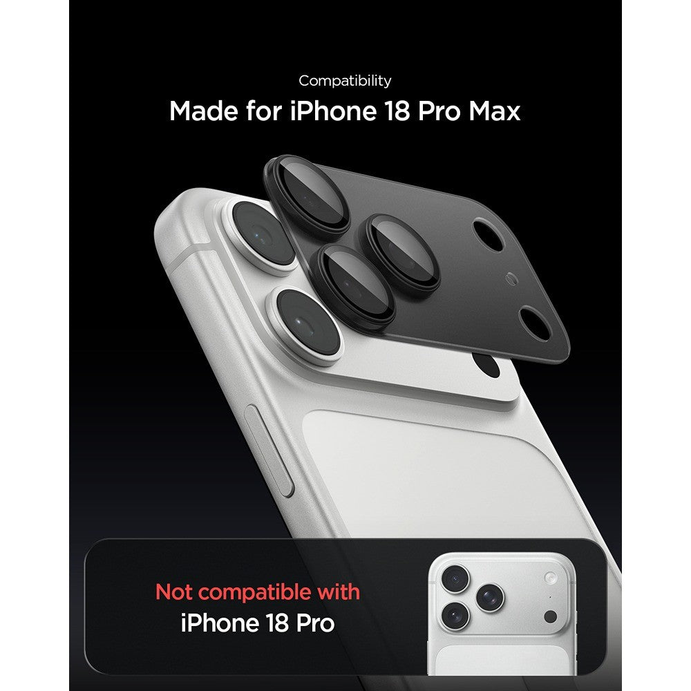 Spigen iPhone 18 Pro Max Kameralinsebeskytter Glas.tR EZ Fit Optik Pro XL Mørkegrå