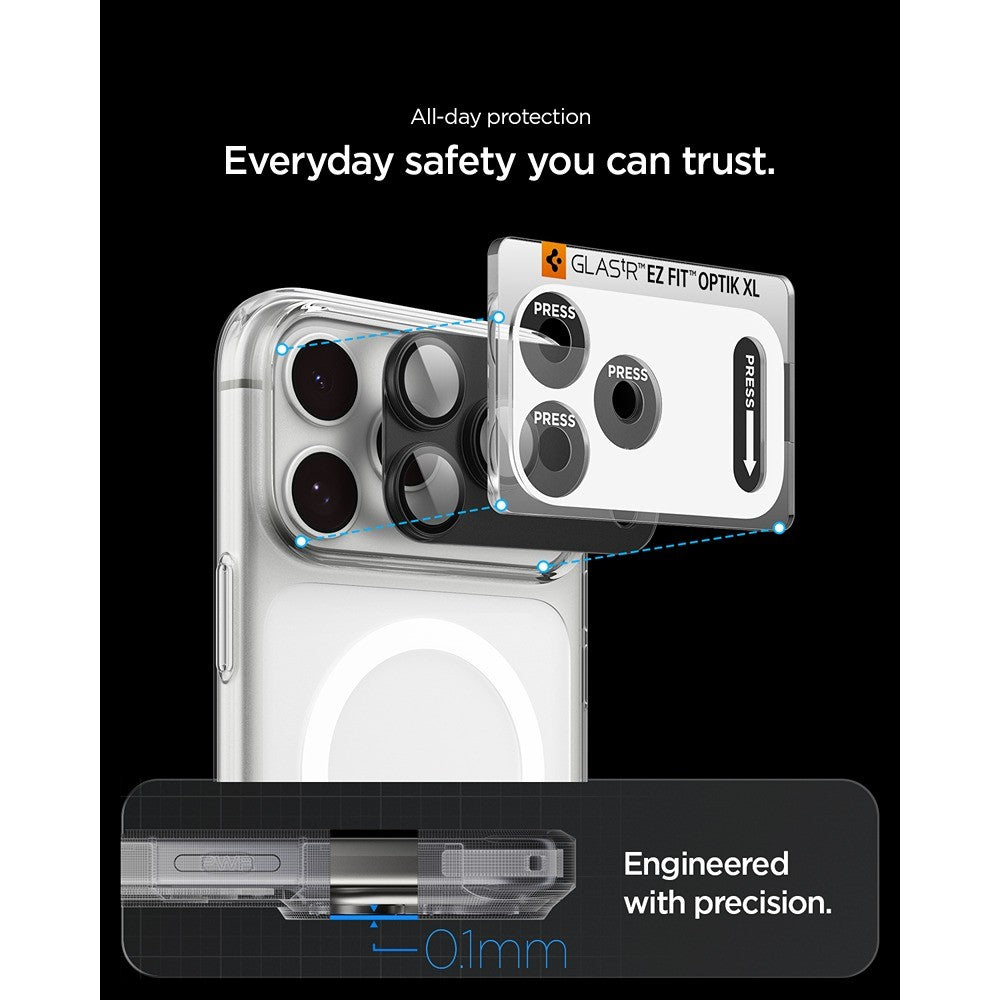 Spigen iPhone 18 Pro Max Kameralinsebeskytter Glas.tR EZ Fit Optik Pro XL Mørkegrå