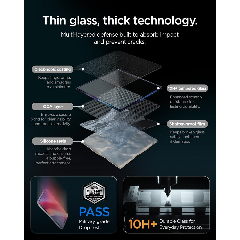 Spigen iPhone 18 Pro Skærmbeskytter Glas.tR EZ Fit Pro Privacy 2-pack