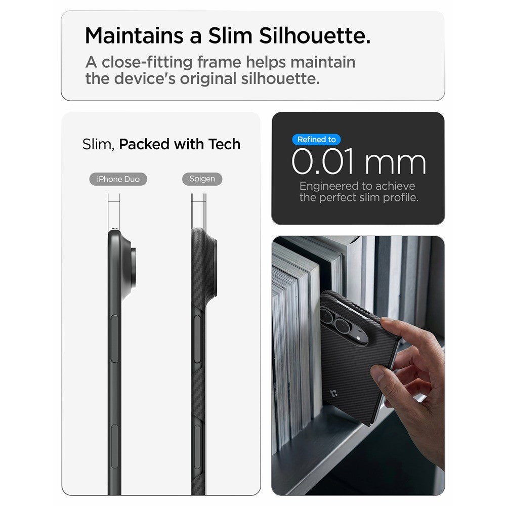 Spigen iPhone Duo Cover Air Skin Aramid MagFit Sort